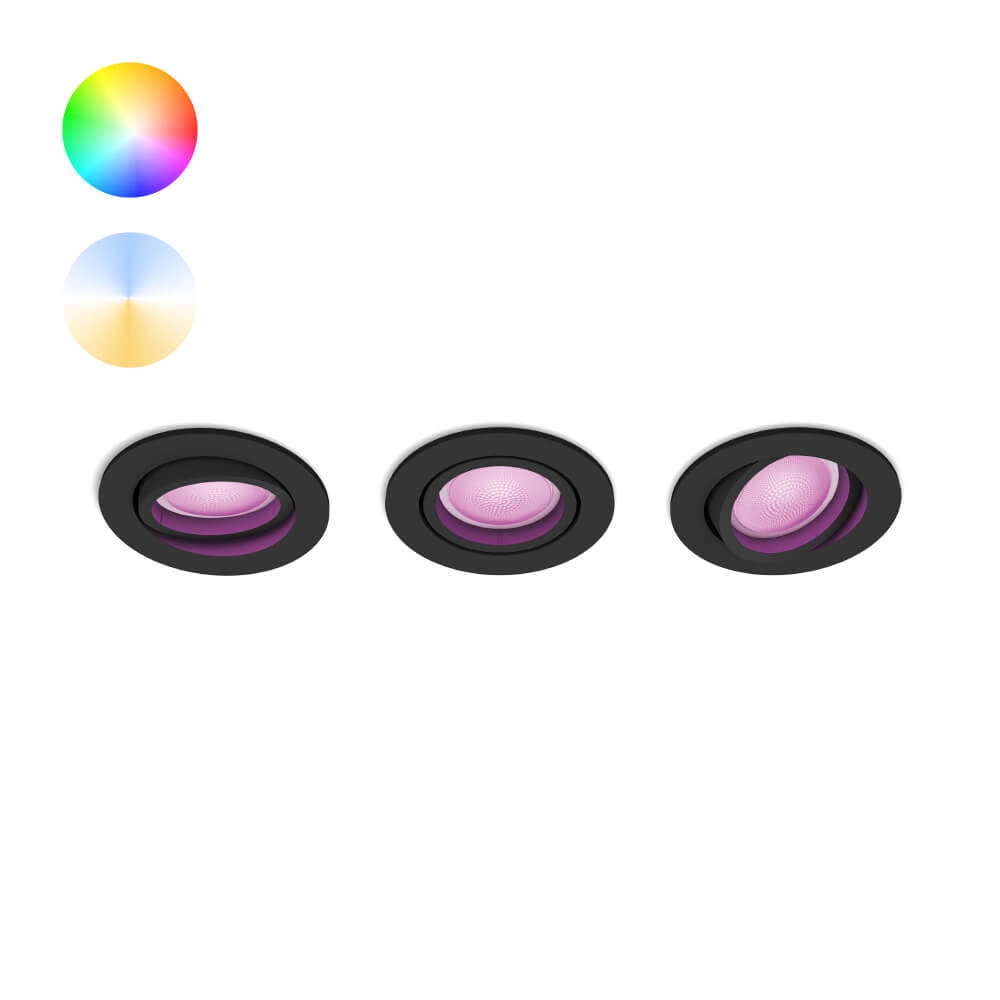 Recessed spotlight Hue Centura - White and Color set of 3 black