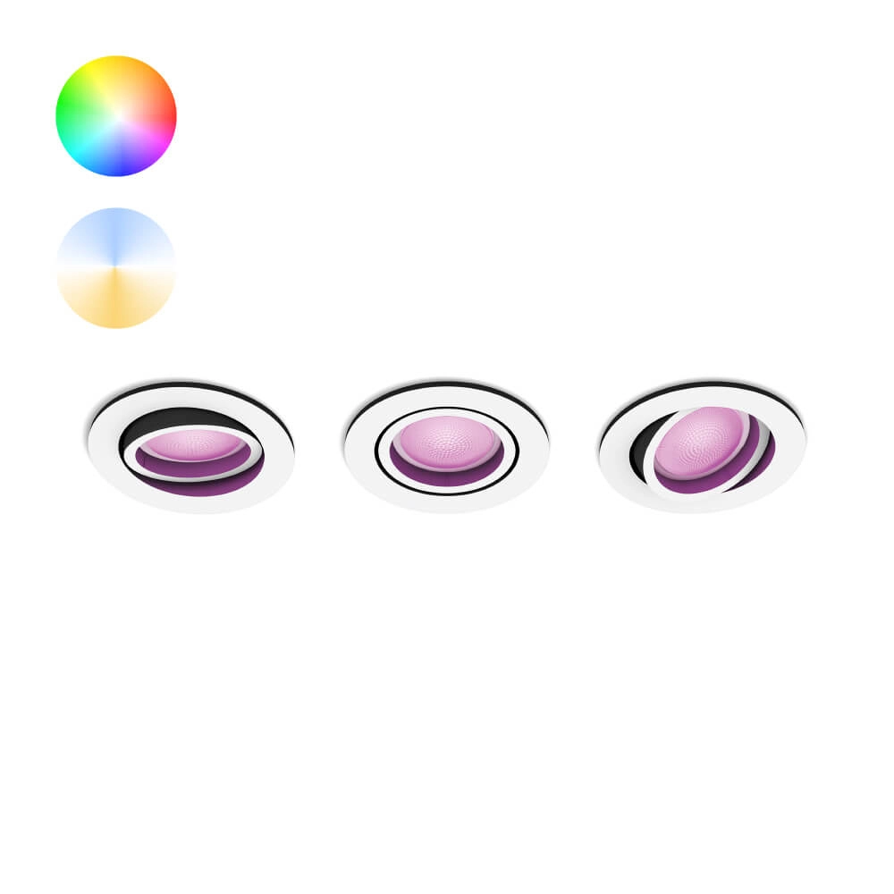 Recessed spotlight Hue Centura - White and Color set of 3 white
