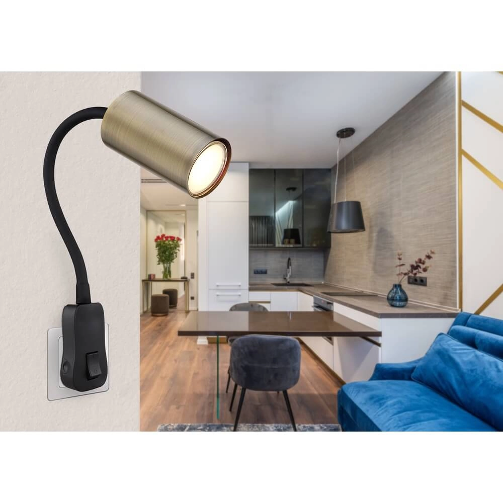 Black lamp Robby socket with brass Globo 9007371434008