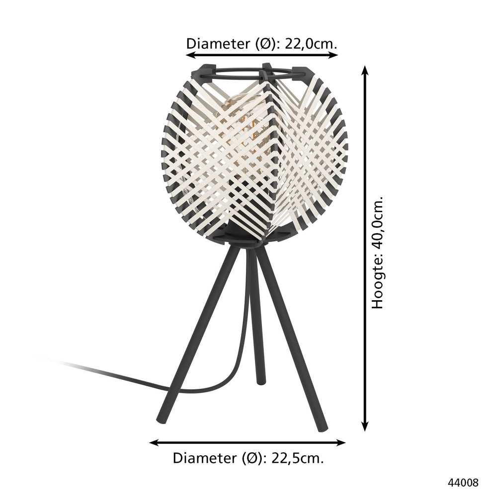 Table lamp Waverton black with cream textile Eglo 9002759440084