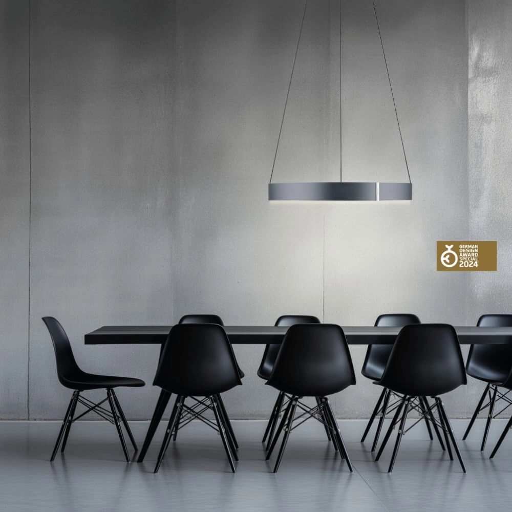 Round hanging lamp Pure E-Clipse gray Ø 70cm Paul Neuhaus 4012248372340