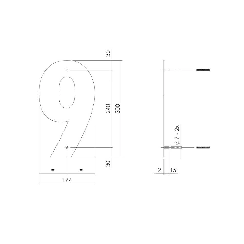 House number 9 XL Numbra 30cm black Intersteel 8714186503362