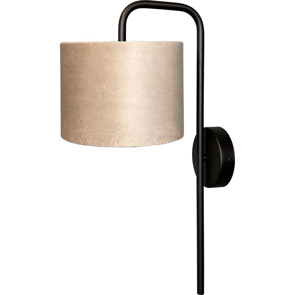 Black wall lamp Venus with sand-colored lampshade