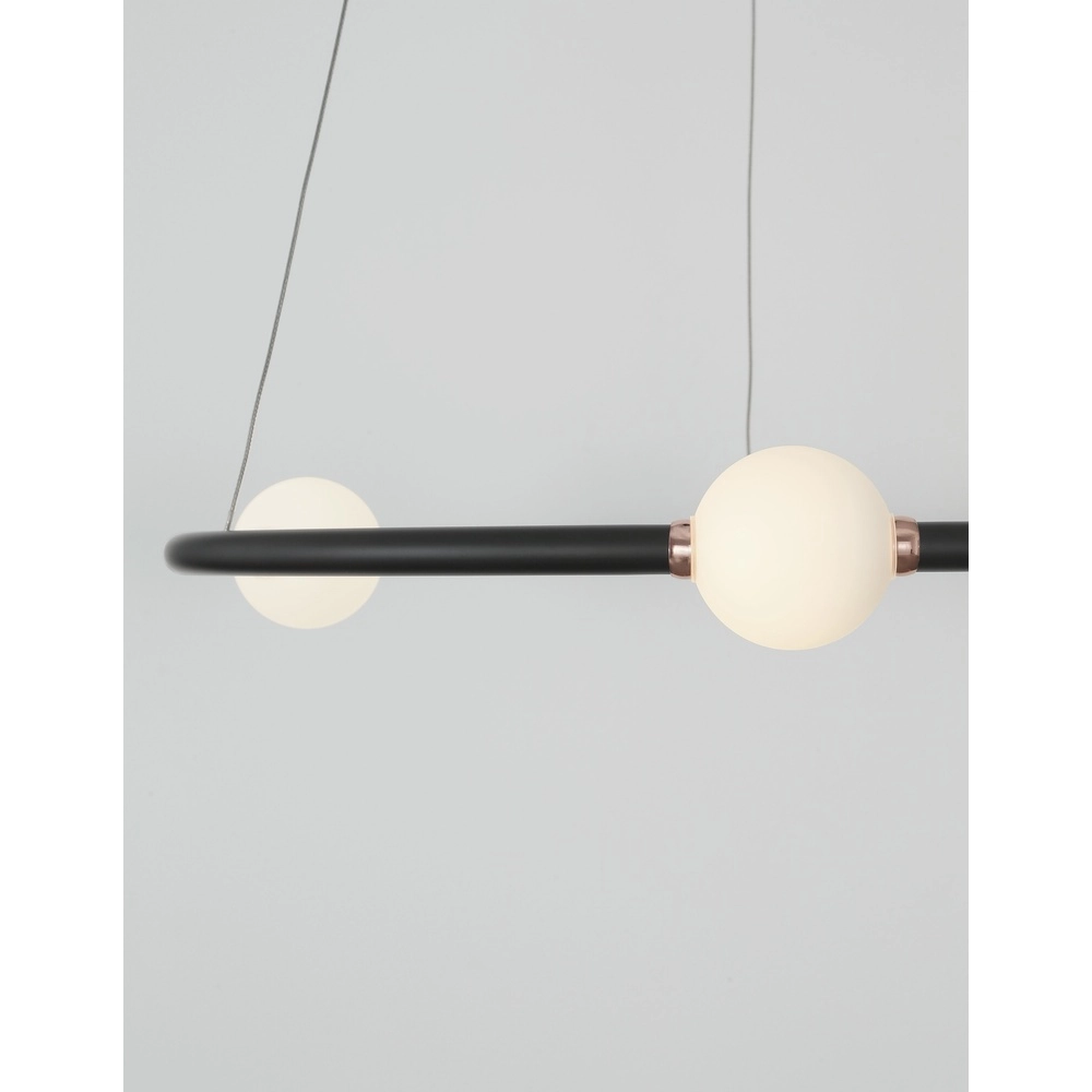 Pendant lamp Celia black with white round horizontal Lyora 5212017429339
