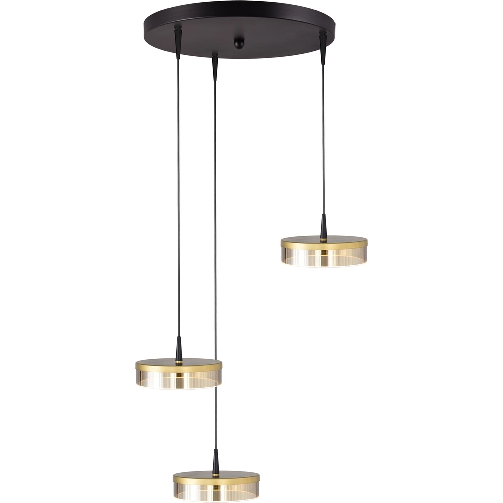 3-light pendant lamp Imperia Ø 35cm black with gold