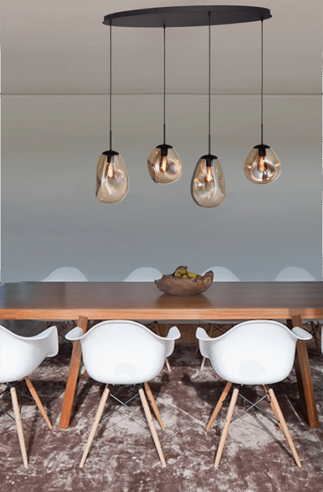 Hanging lamp Lava Oval 4x gold glass Masterlight 8718121290058