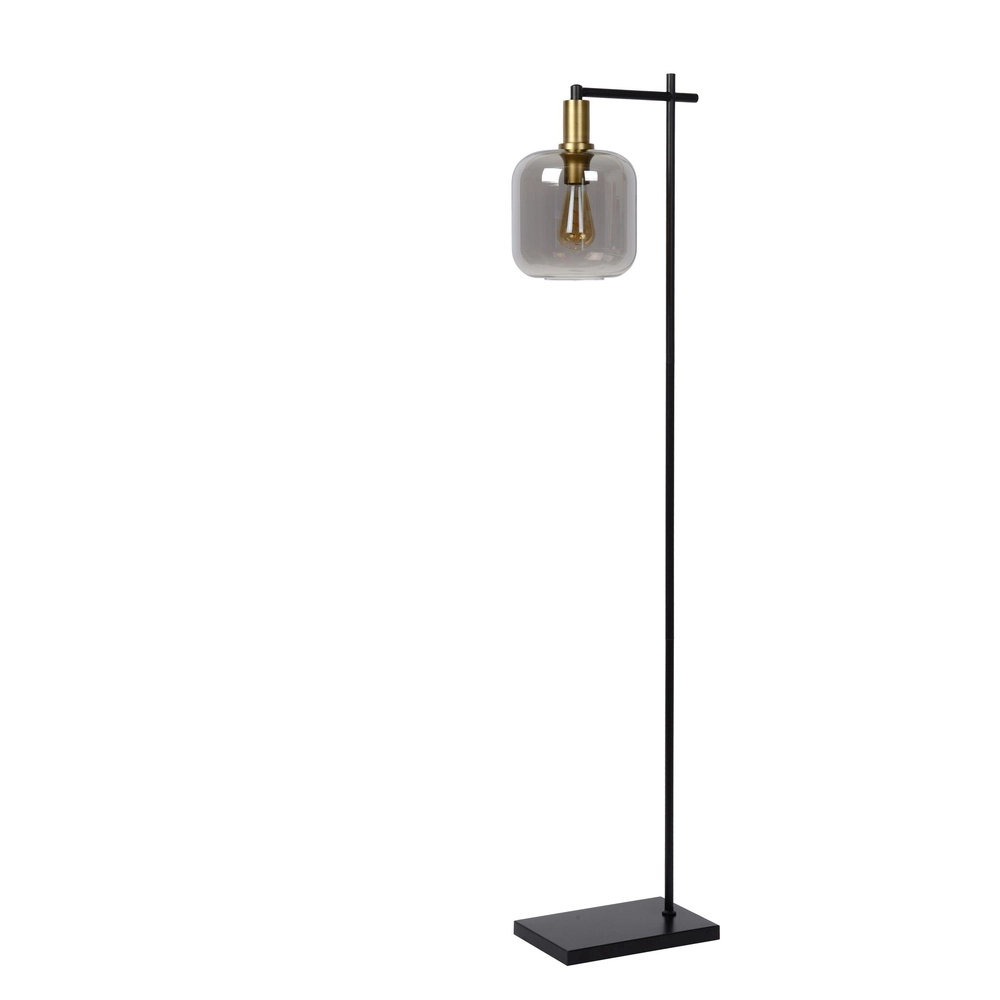 Floor lamp Joanet black with smoke glass