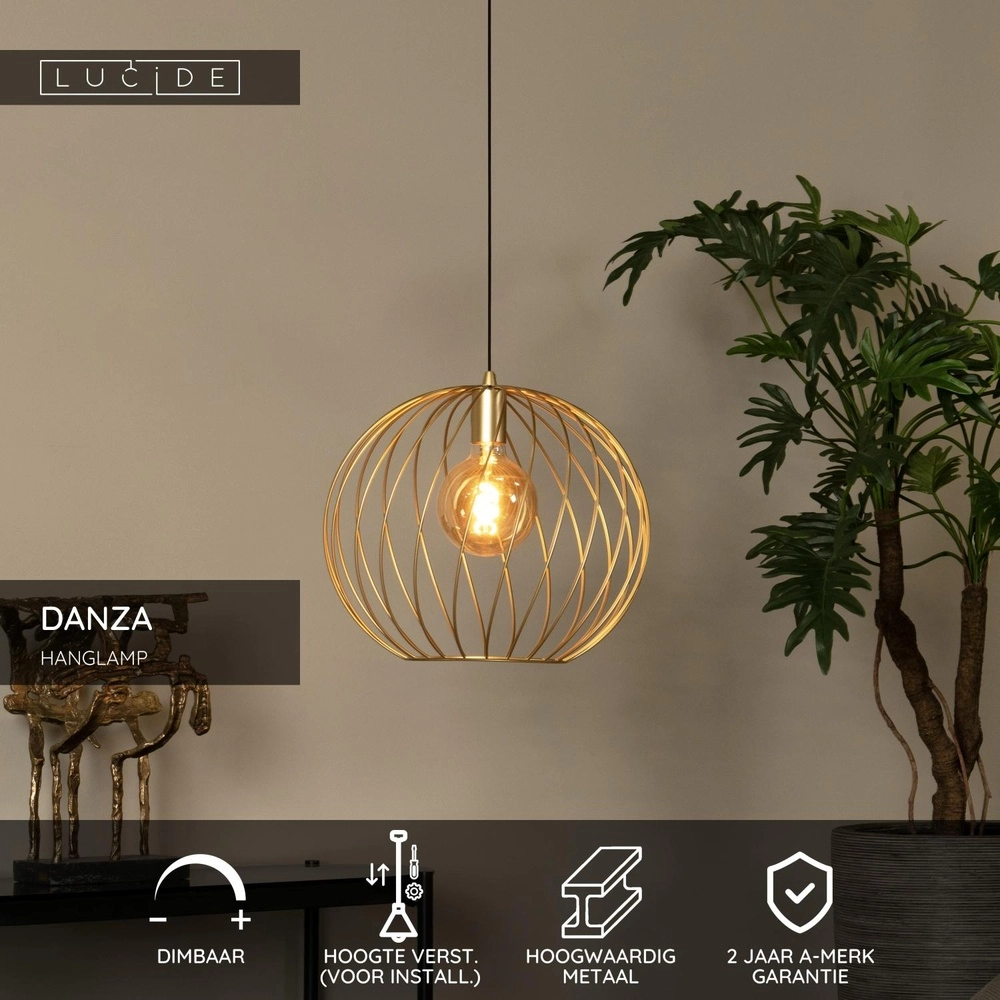 Pendant lamp Danza Ø 40cm gold Lucide 5411212211521