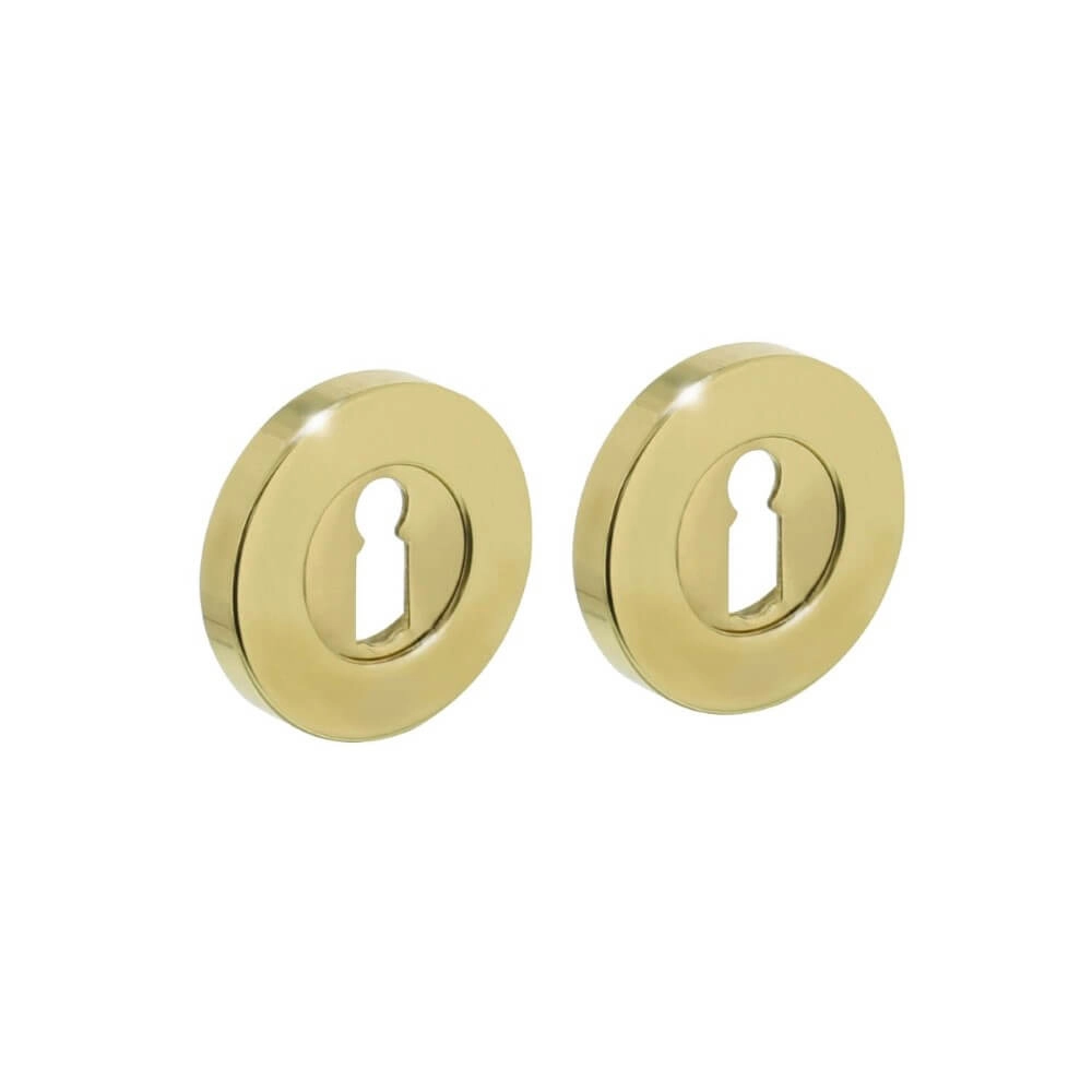Set of 2 key rosettes Tira round brass lacquered concealed