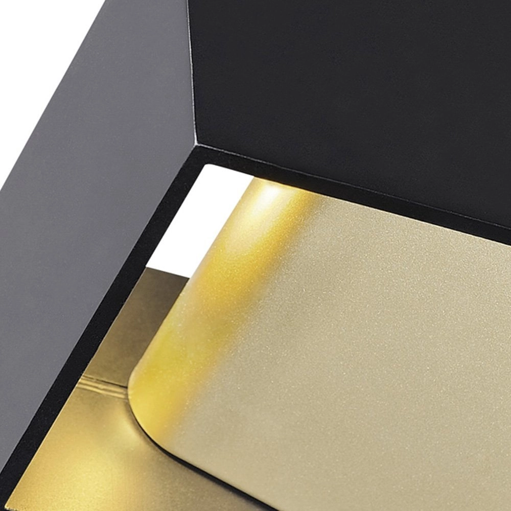 Wall lamp Logs Up - Down Square Black with Gold SLV 4024163189309