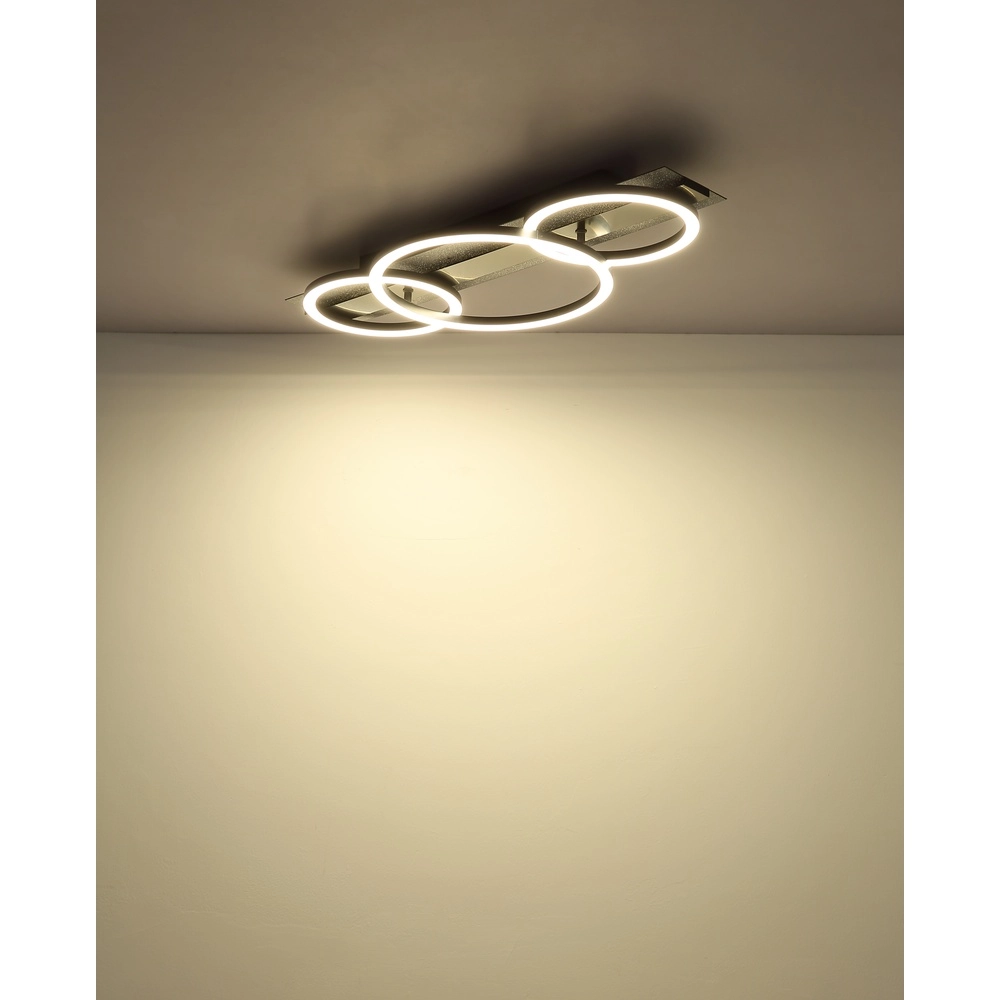 Black ceiling lamp Norberto 3 rings straight Globo 9007371569830