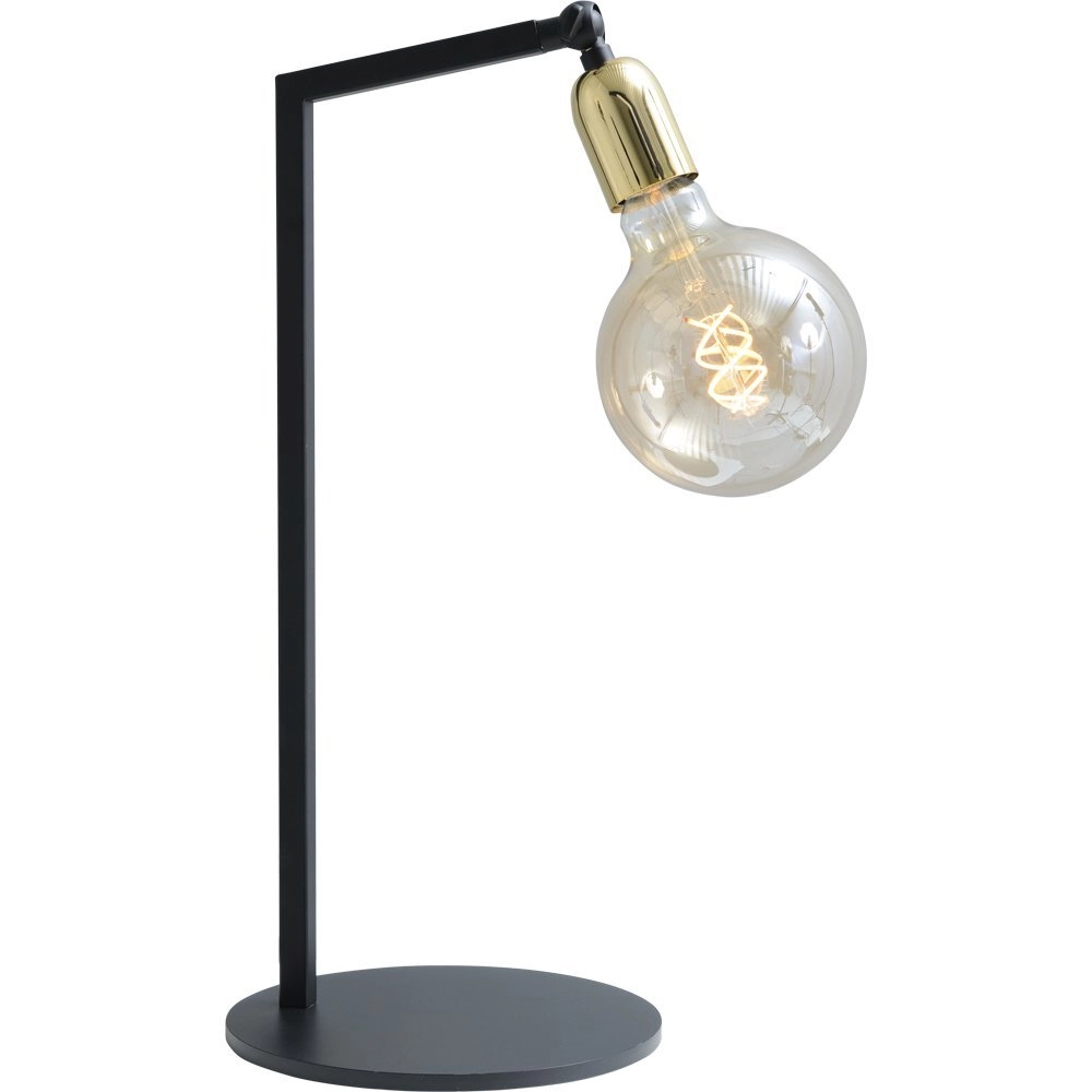 Black table lamp Tube with gold fitting