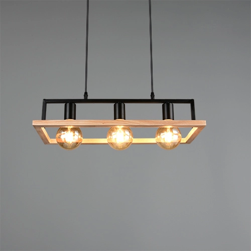 Design pendant lamp Bano black with wood Trio 4017807673364