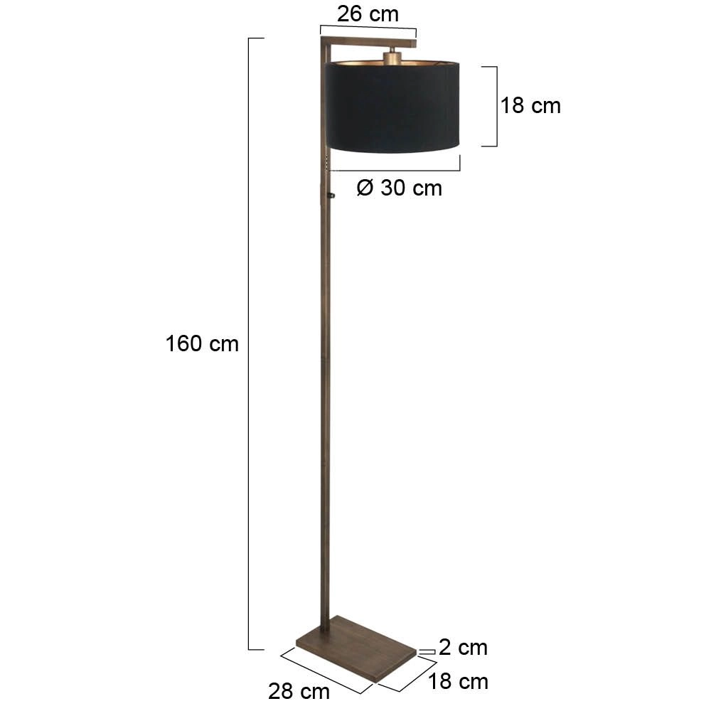 Floor lamp bronze Stang with black hood Steinhauer 8712746189698