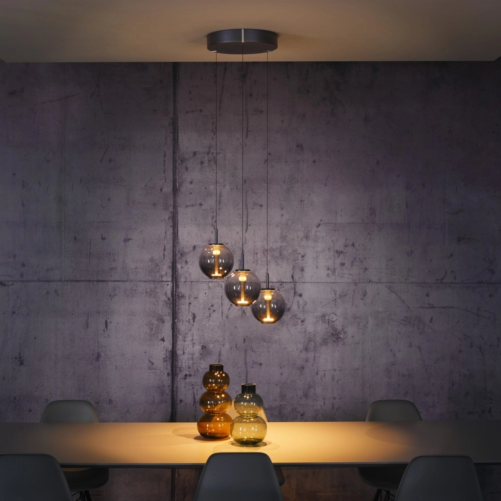 Vide pendant lamp Pure E-Infinty Mystic Grey with smoke glass Paul Neuhaus 4012248398173