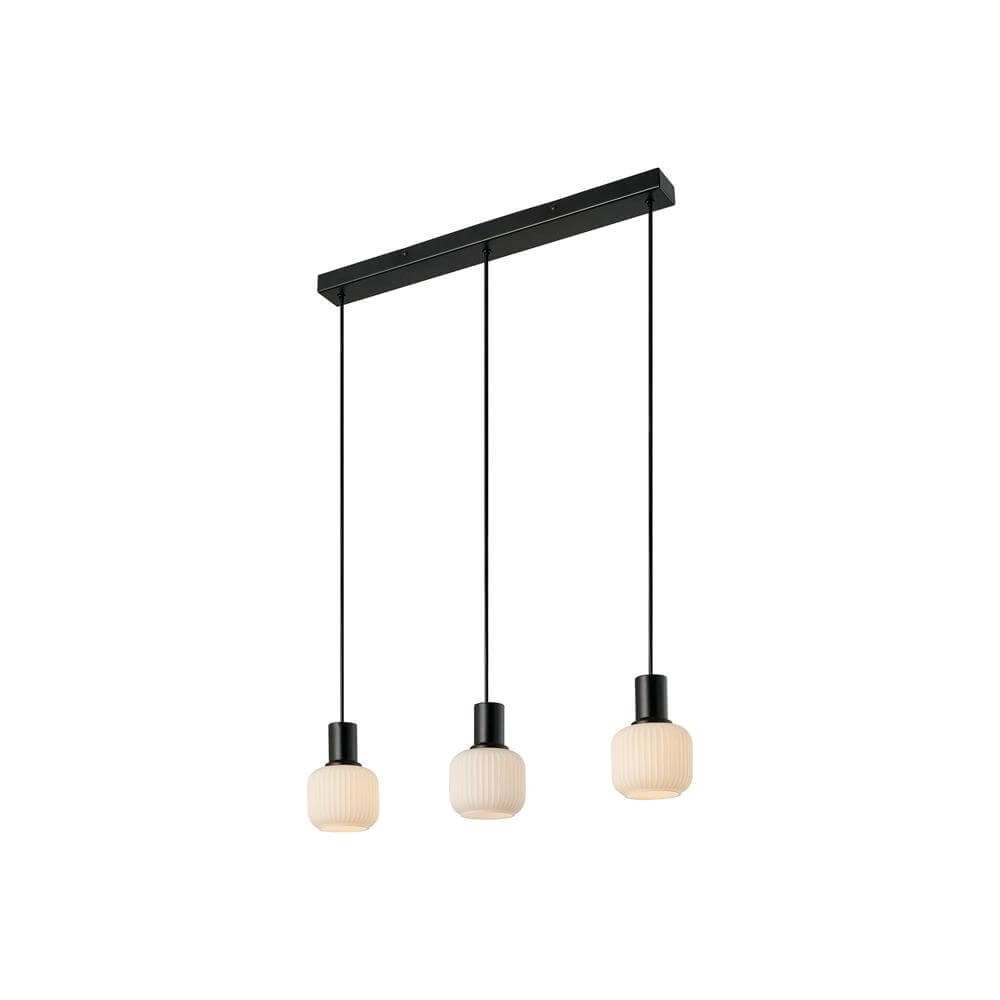 3-light pendant lamp Milford black and white