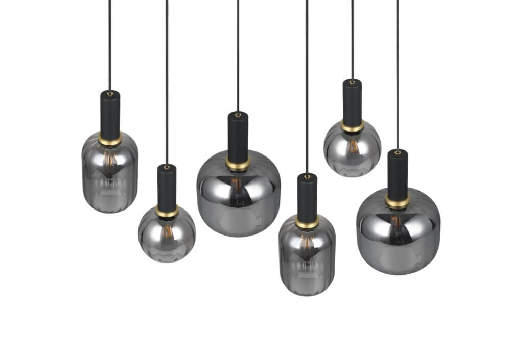 Dining room pendant lamp Diva 6-light - smoke glass Trio 4017807614572