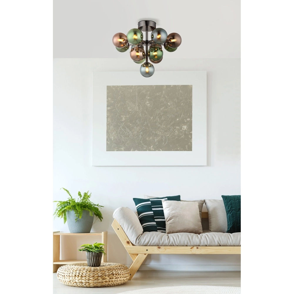 Gunmetal ceiling lamp Grappy Colored glass Globo 9007371462773