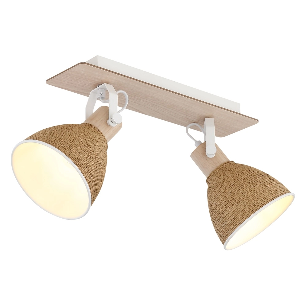 Ceiling lamp Lyndon 2-light white with rattan