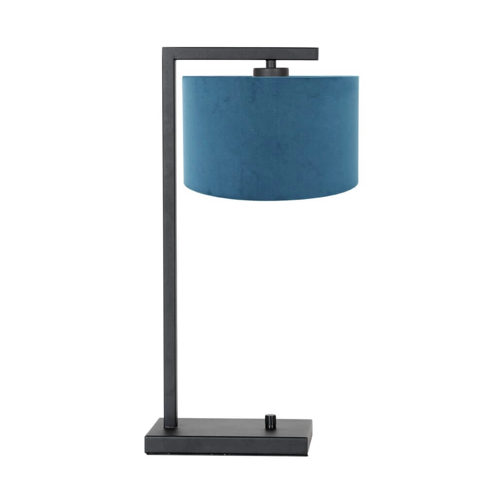 Modern table lamp Stanger black with blue velvet