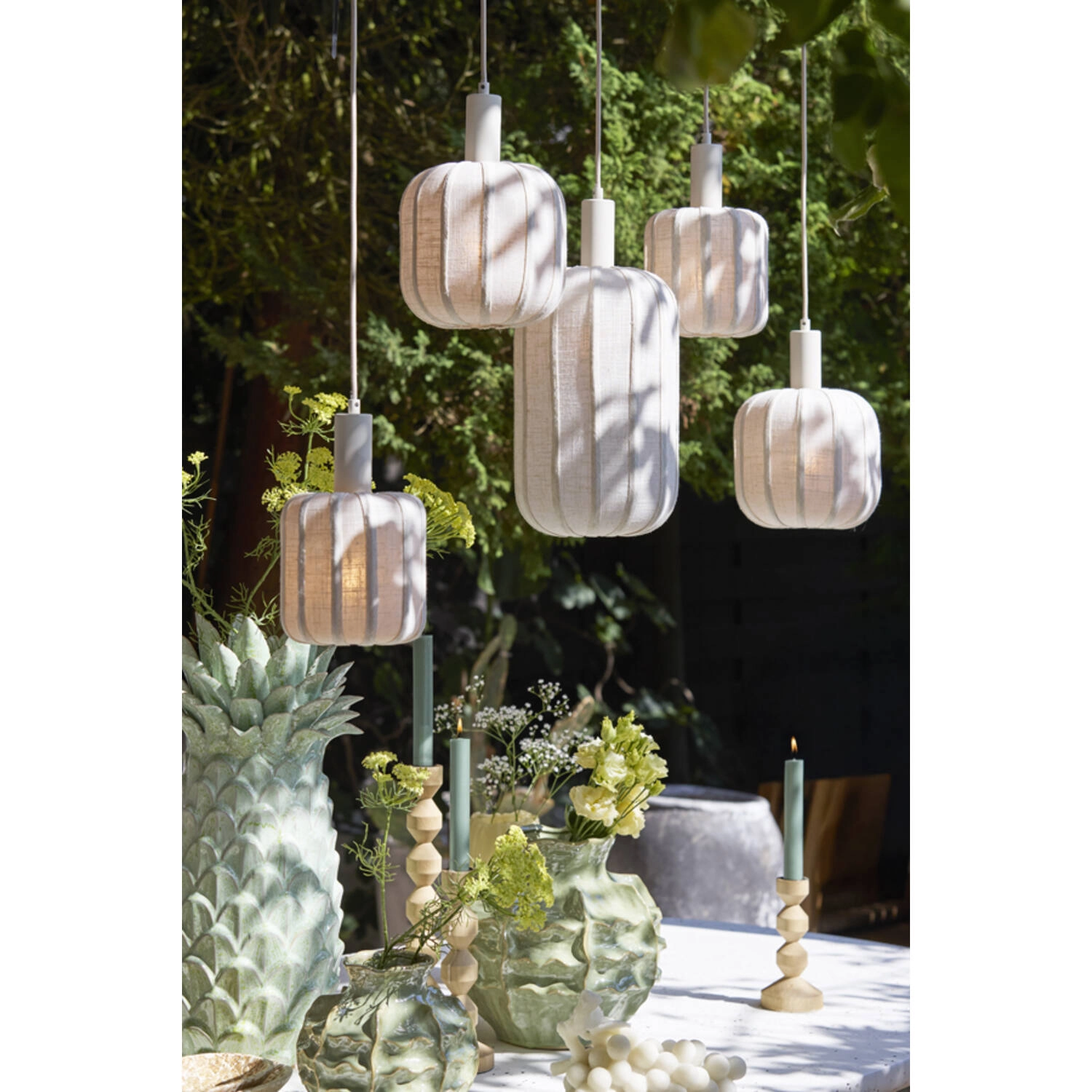 5L dining table pendant lamp Tufia linen cream Light & Living 8717807818173
