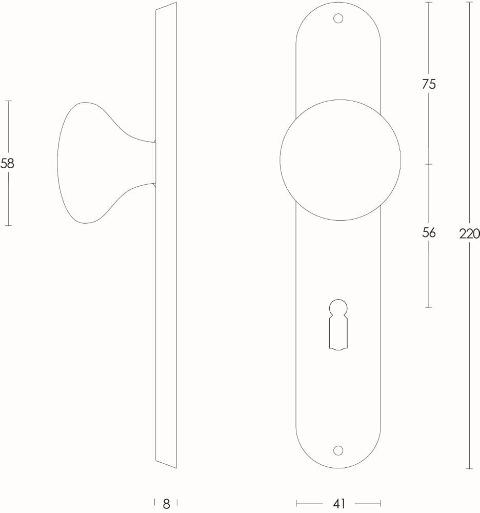 Doorknob Paddenstoel Keyhole 56mm Stainless Steel Intersteel 8714186039700