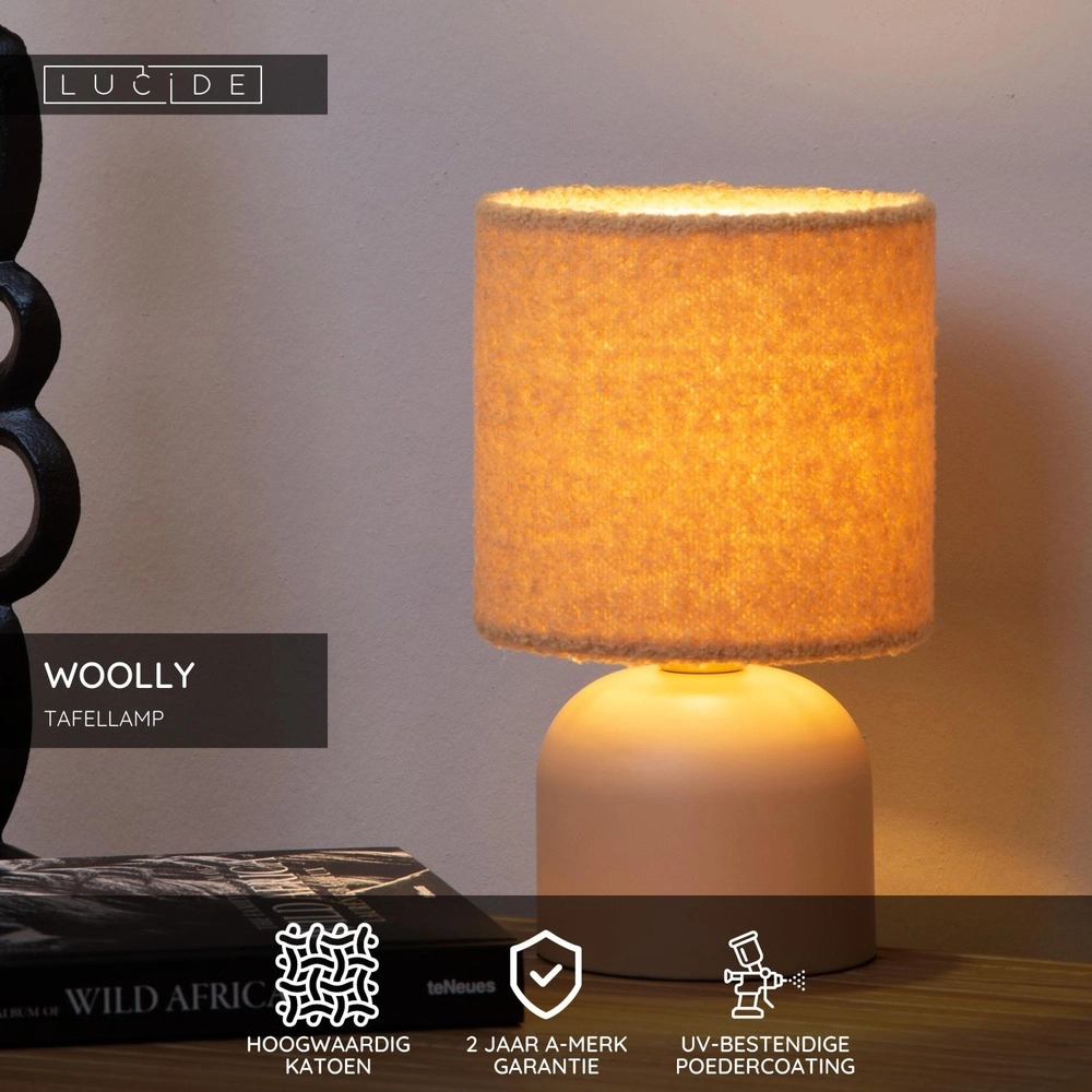 Table lamp Woolly Ochre yellow Lucide 5411212105899