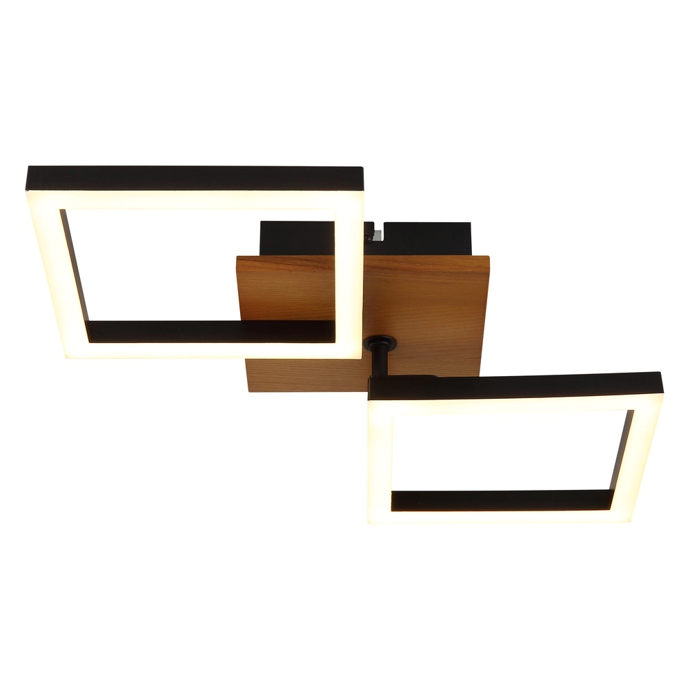 Design ceiling lamp Kerry black with wood look Globo 9007371440221