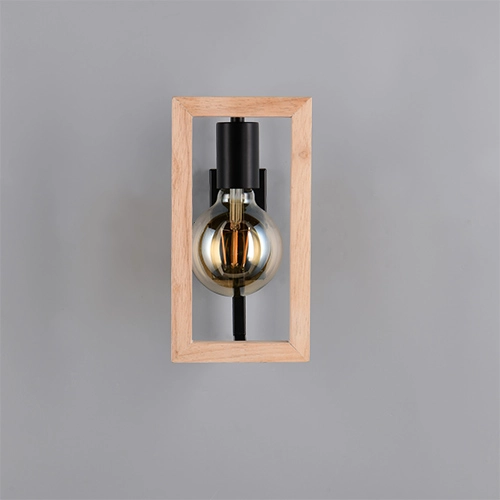 Design wall lamp Bano black with wood Trio 4017807670899
