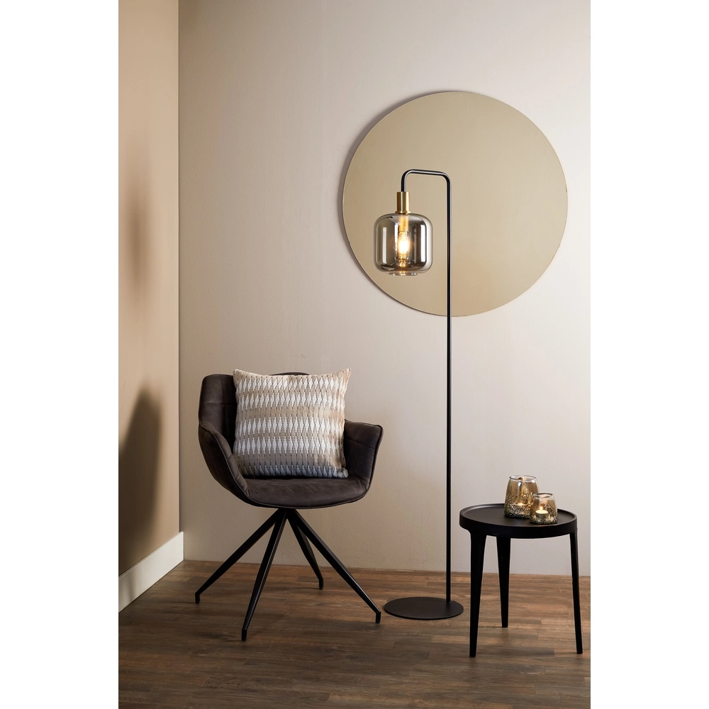 Floor lamp Lekar with smoke glass and gold Light & Living 8717807601430