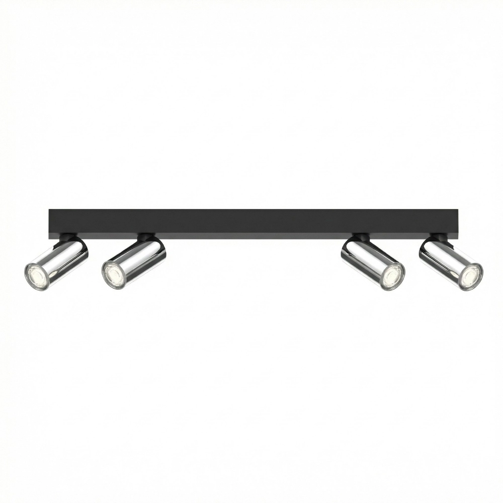 4-light surface-mounted spot Tevo Mini black with chrome