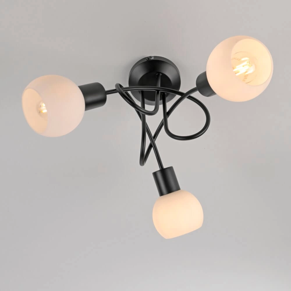 Black ceiling lamp Loki 3-light curl Just Light 4043689000783