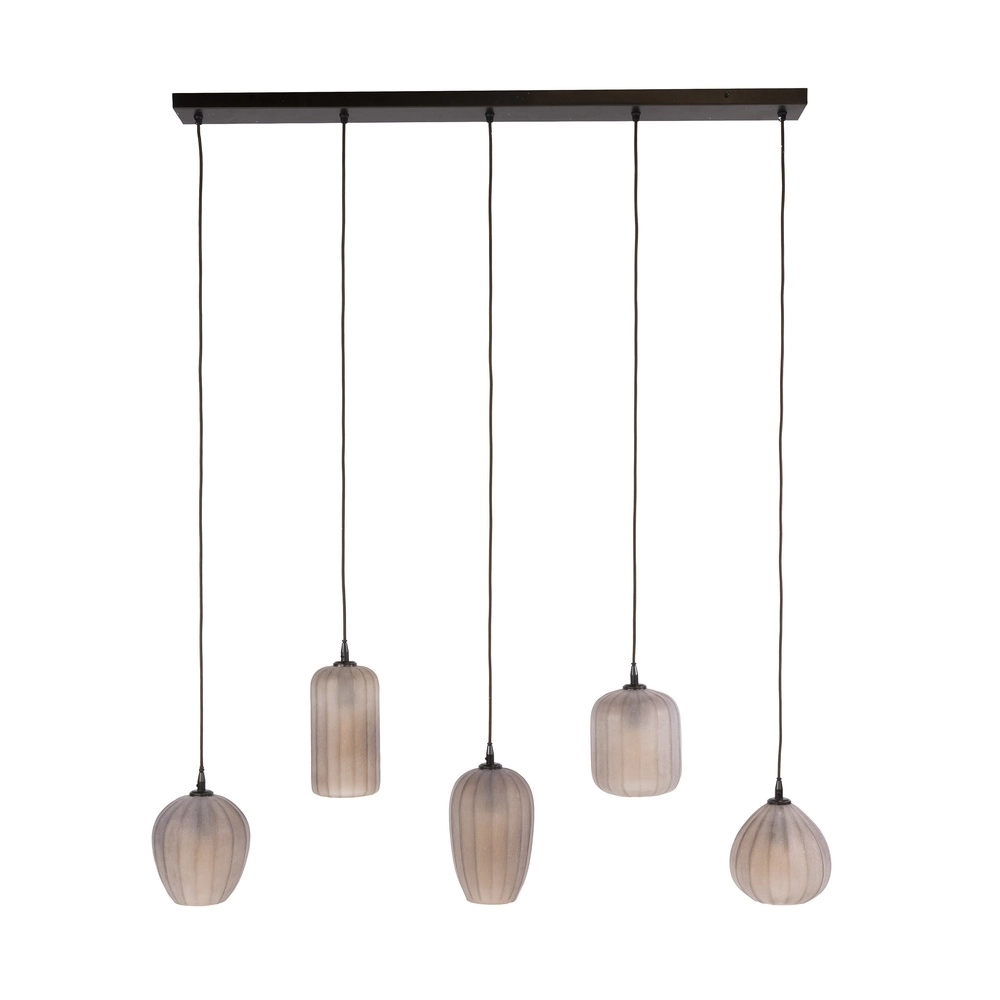 5-lichts hanglamp Altura sienna bruin met frosted glas Lyora 8716803514867