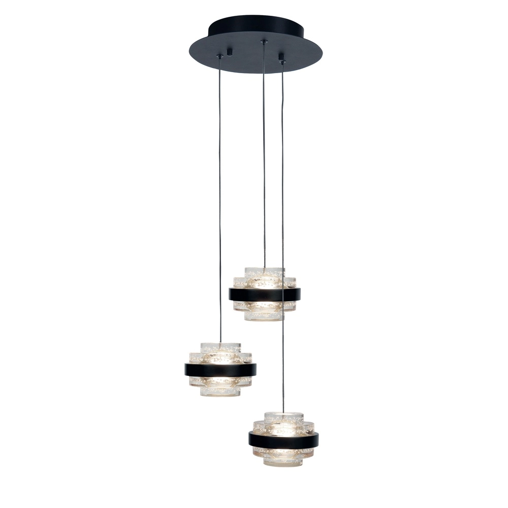 Pendant lamp Dynasty Black Round 5-Light Clear Glass