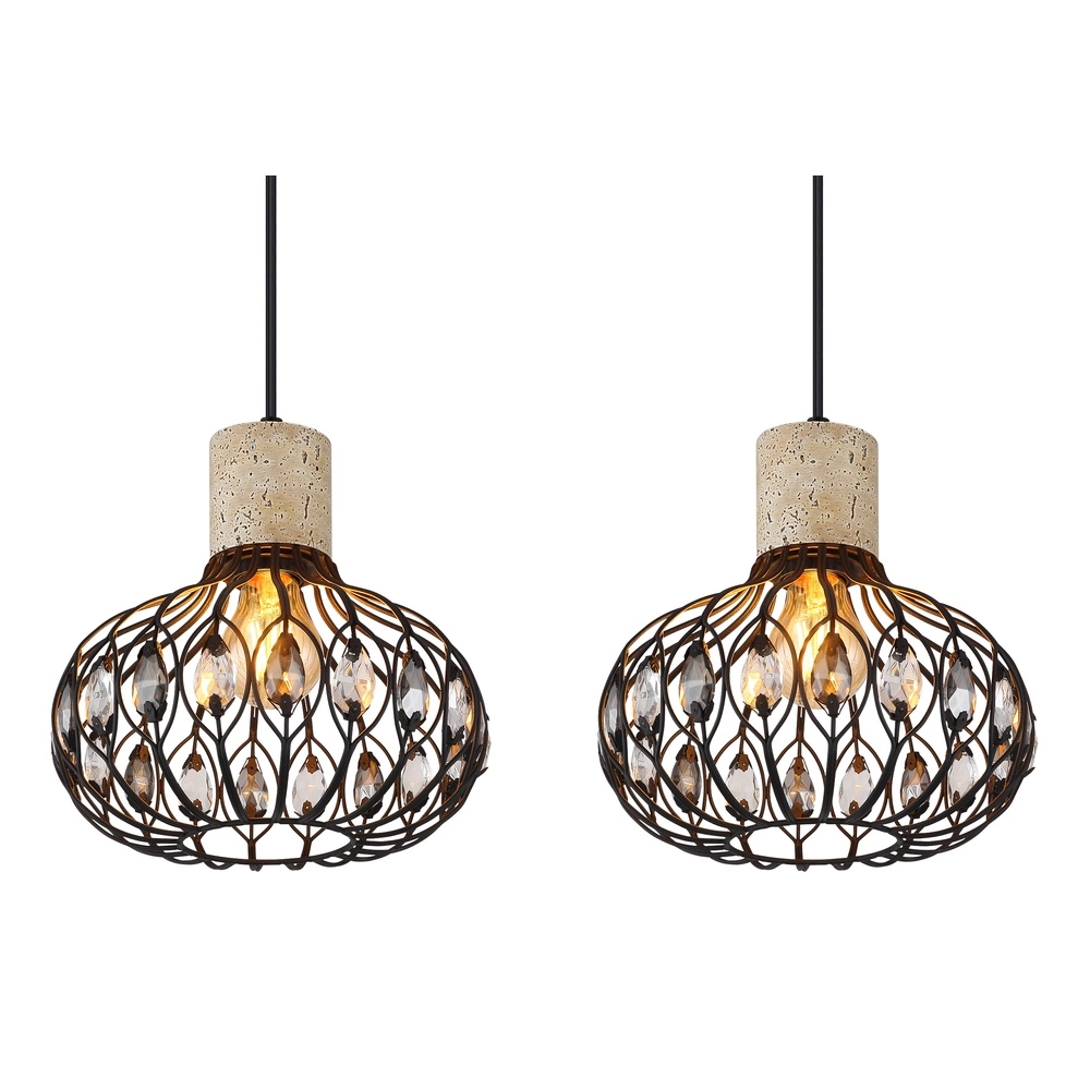 4-light pendant lamp Dorthy Country Black Globo 9007371572069