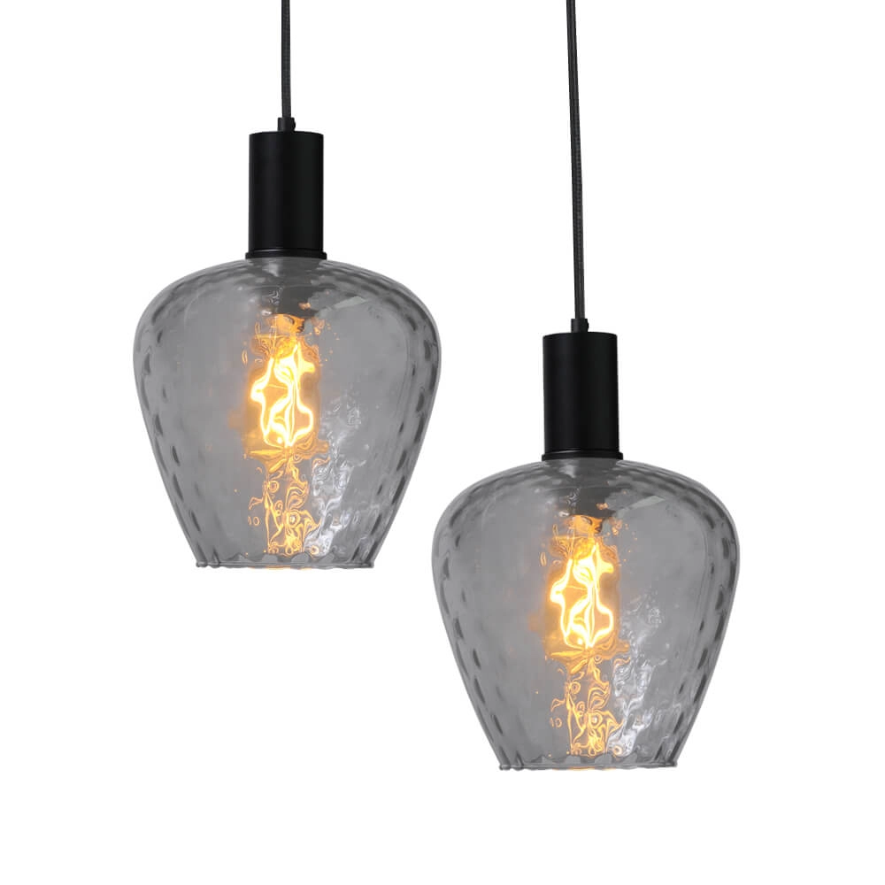 6-light hanging lamp - black - Porto with Diamond smoke glasses Masterlight 8718121270494
