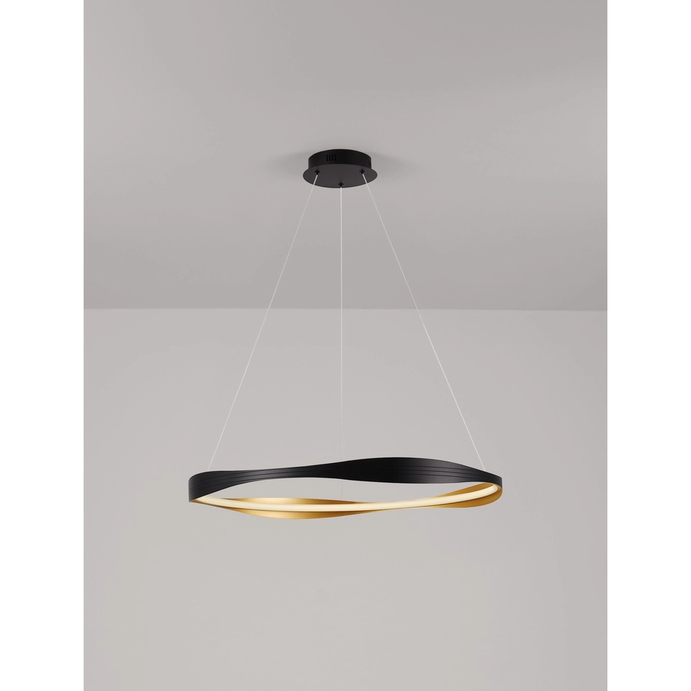 Design pendant lamp Dobi Ø 80cm black with gold