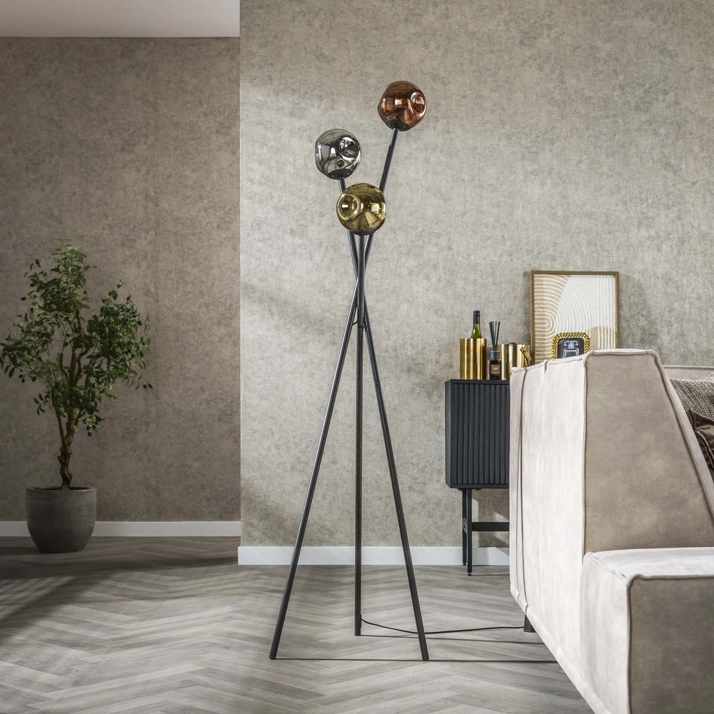 Tripod floor lamp Molecule with glass balls Lyora 8716803512092