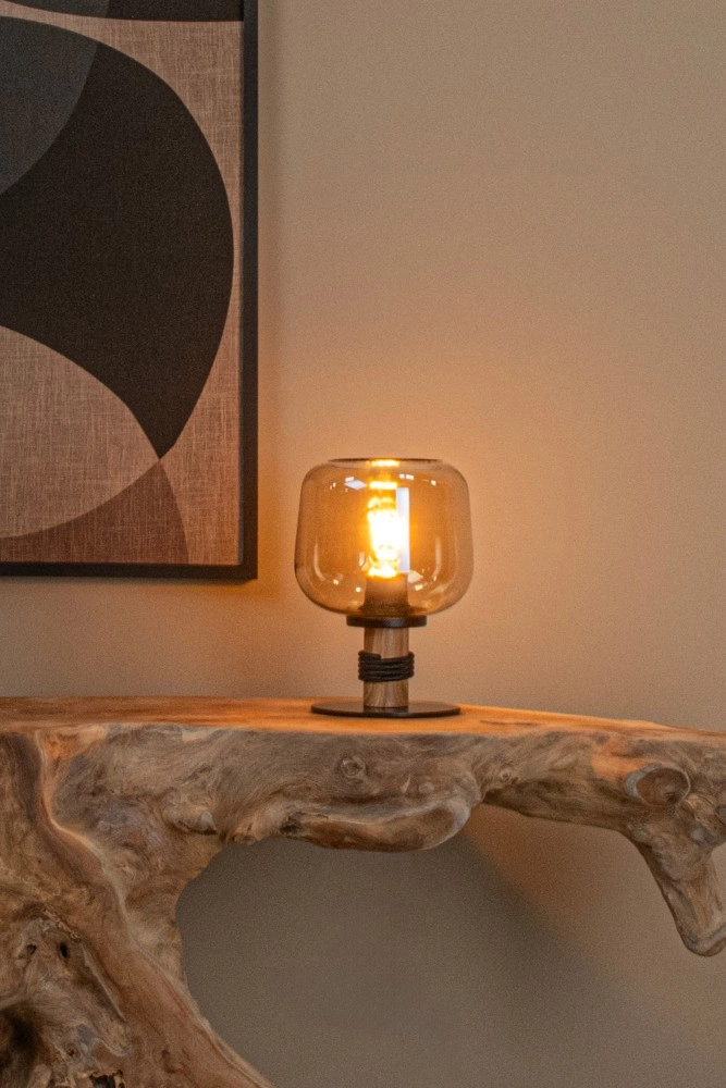 Table lamp Ilona black with amber glass Lucide 5411212452696