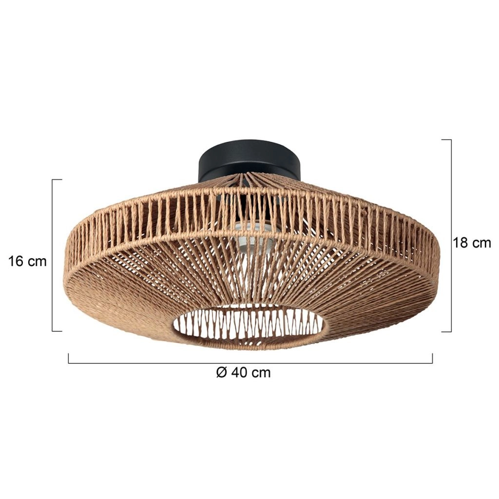 Ceiling lamp Ropex with rattan shade Ø40cm Steinhauer 8712746182989