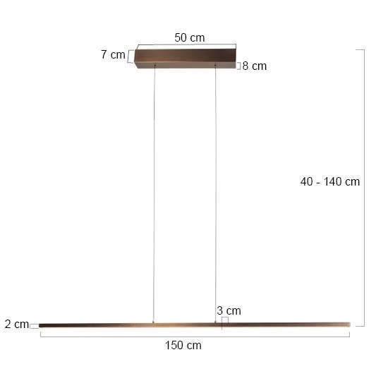 Modern pendant lamp Bande 150cm bronze Steinhauer 8712746180954