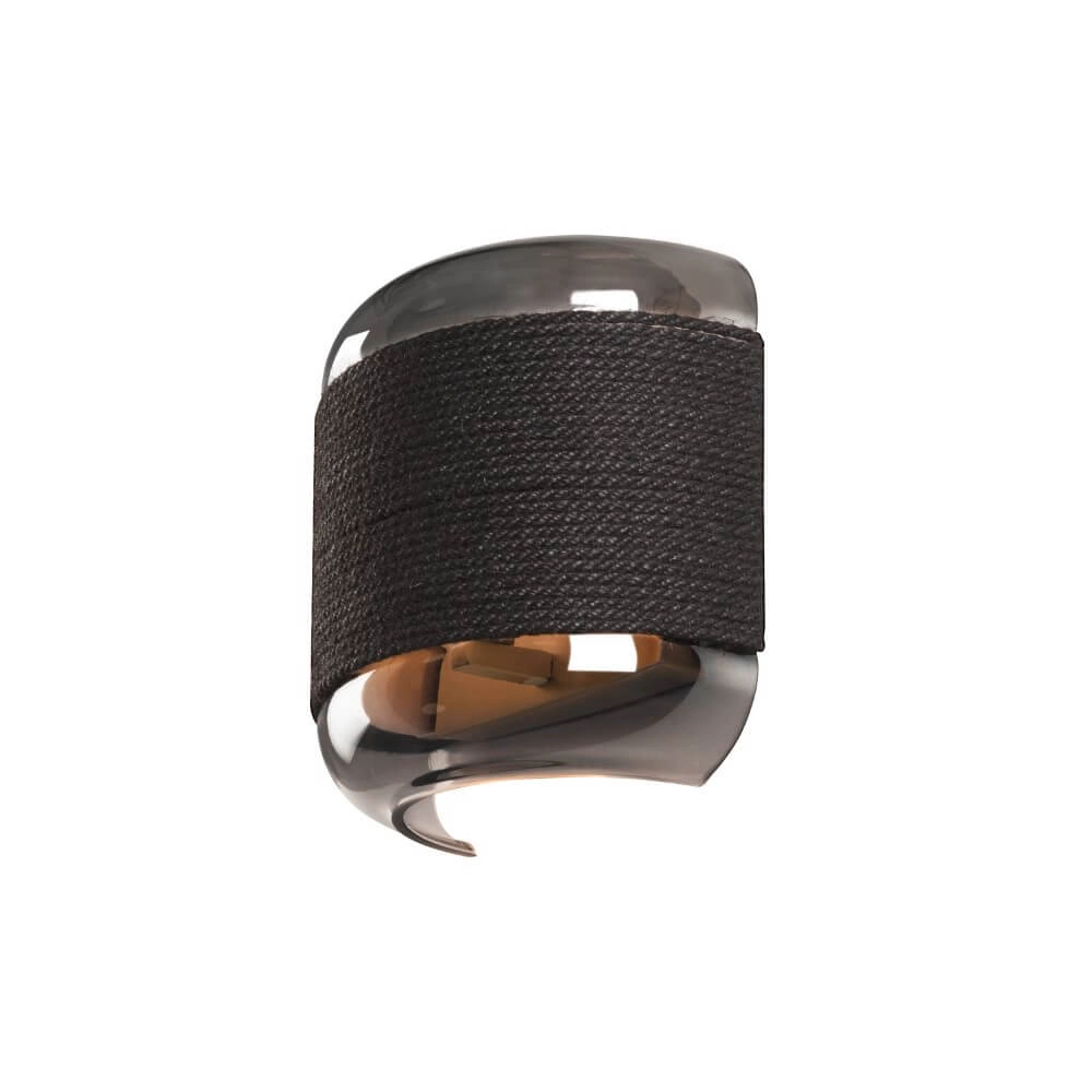 Bedroom wall lamp Pantilo Rope black with smoke glass
