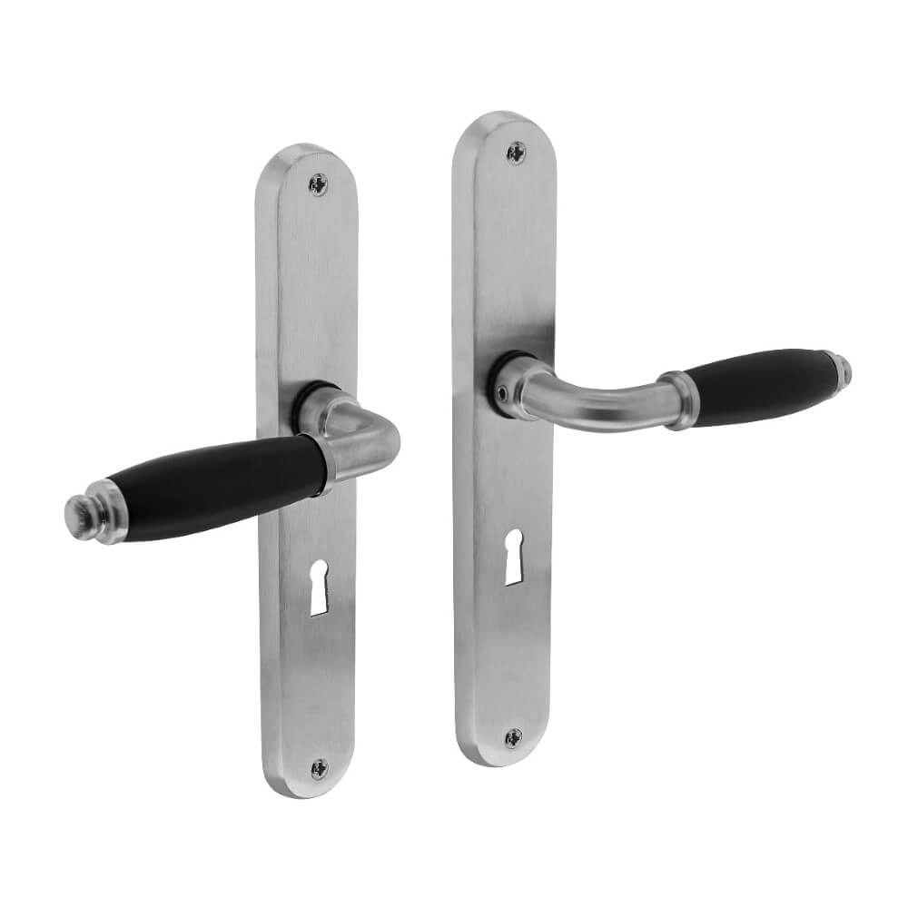 Door handle Courgette oval keyhole matt chrome