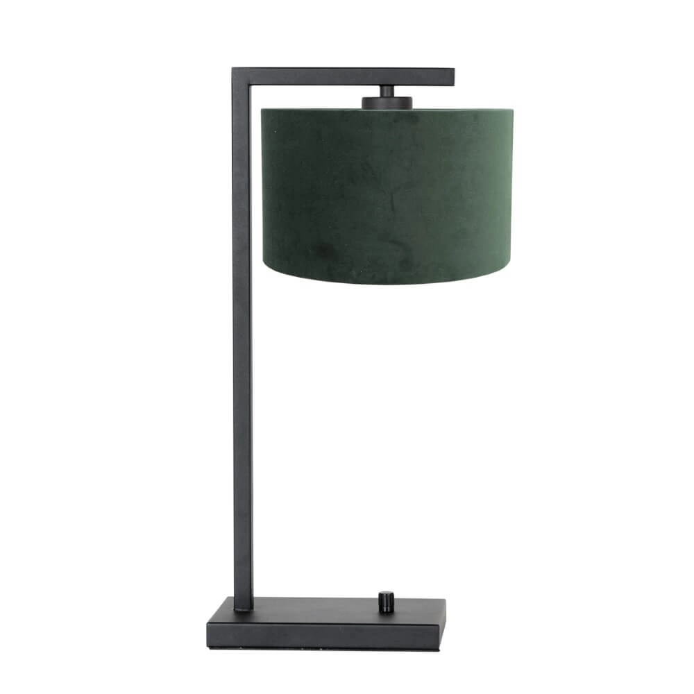 Trendy table lamp Stanger black with green velvet