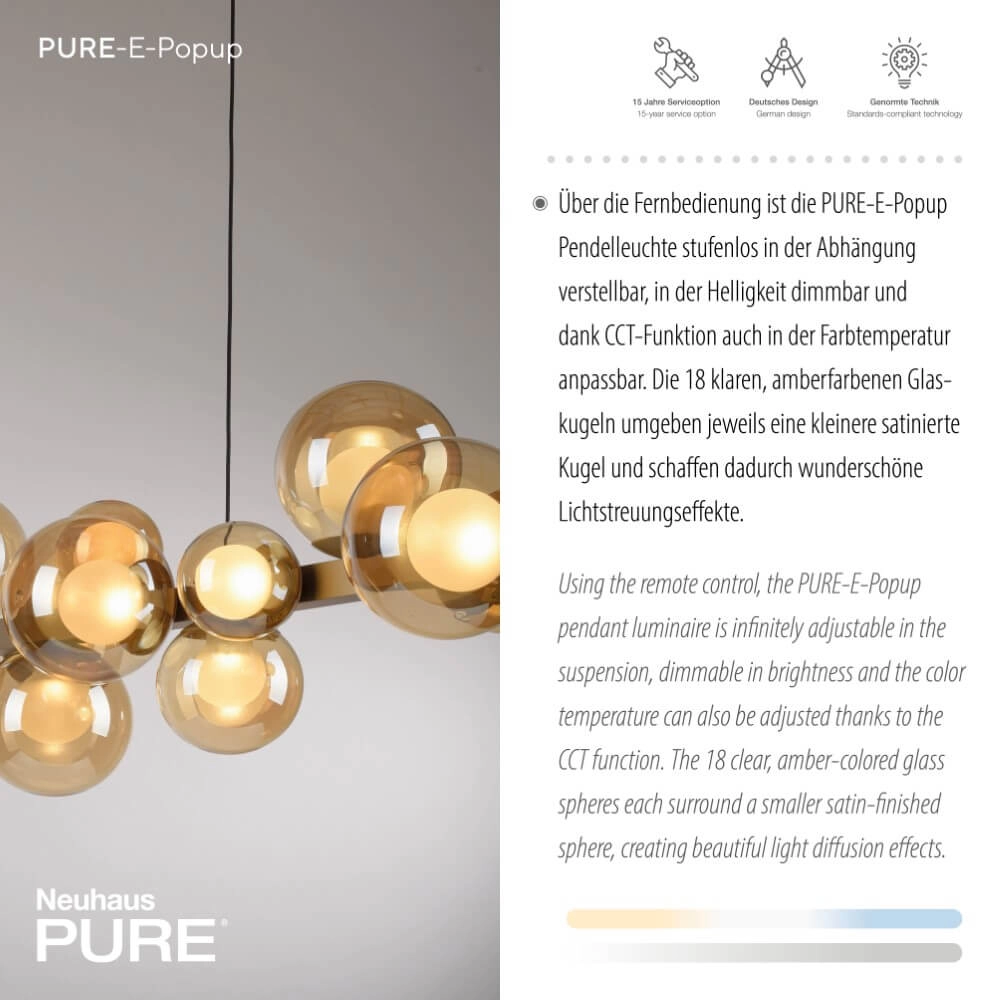 Unique hanging lamp Pure E-Popup 18-light bronze Paul Neuhaus 4012248384428