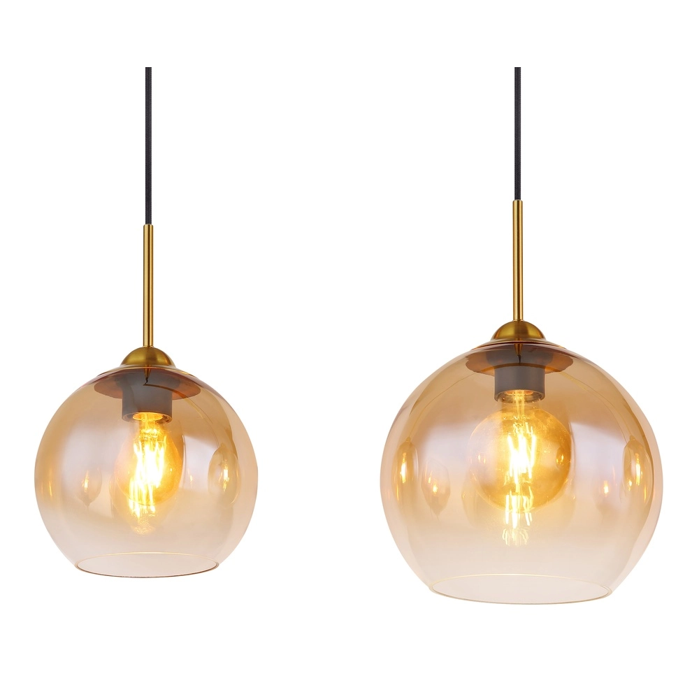Golden pendant lamp Jamessa 4-light with amber glass Globo 9007371432691
