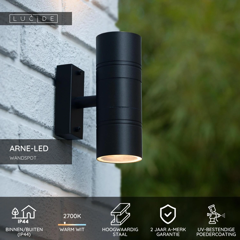 Wall spotlight Arne-Led Up and down black Lucide 5411212143907