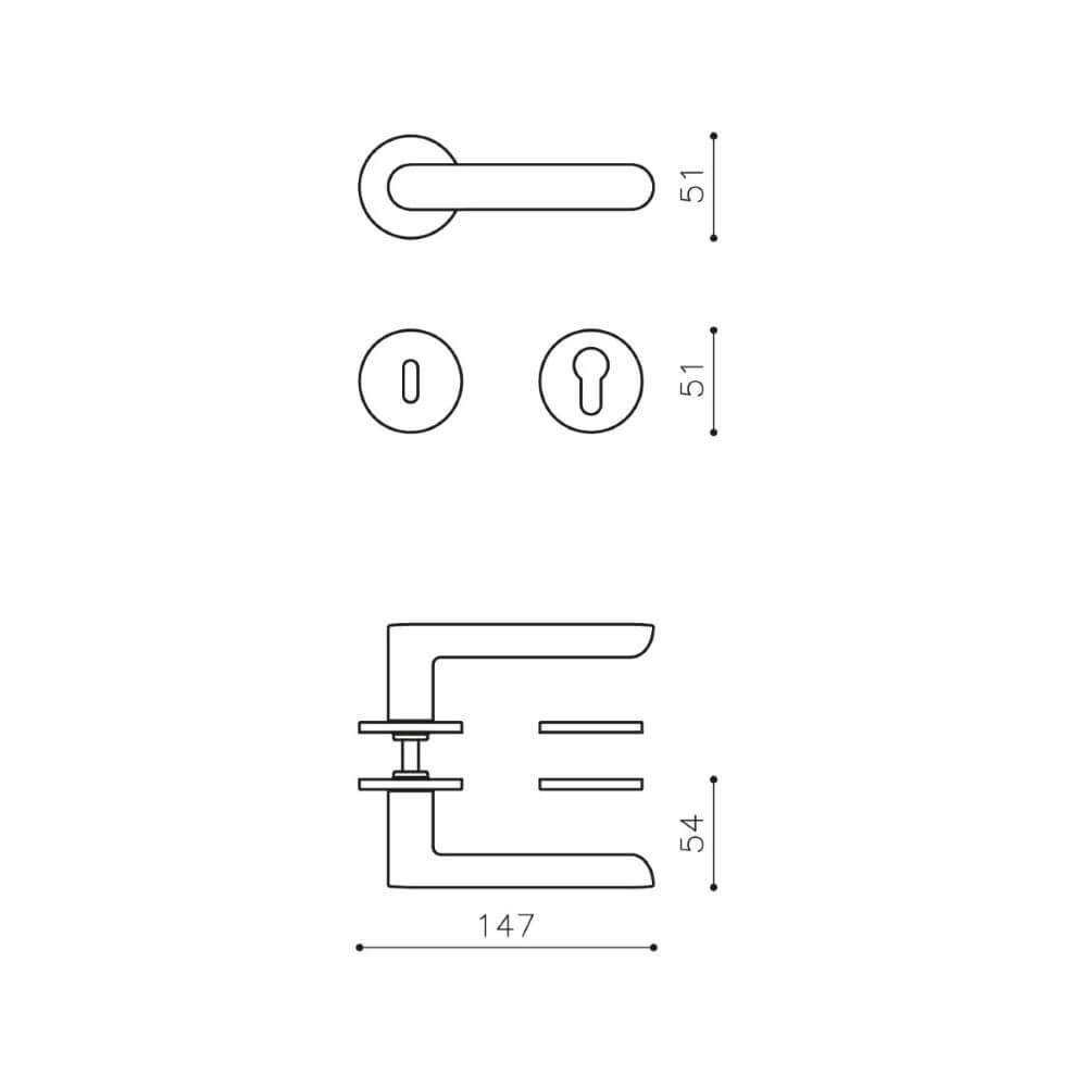 Door handle Icona nickel matt Olivari 8714186506363