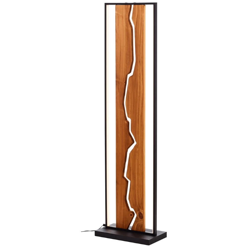 Design floor lamp Thunder black with wood Brilliant 4004353435249