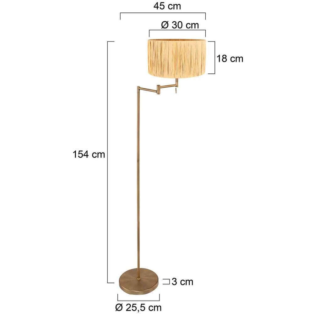 Floor lamp Bella bronze with straw-colored shade Steinhauer 8712746174441